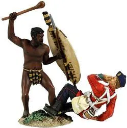 20148 - "Overwhelmed" - Zulu Warrior Attacking British 24th Foot with Knobkerri Hand-To-Hand Set