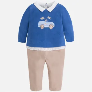 2641 Baby boy onesie with twill pants