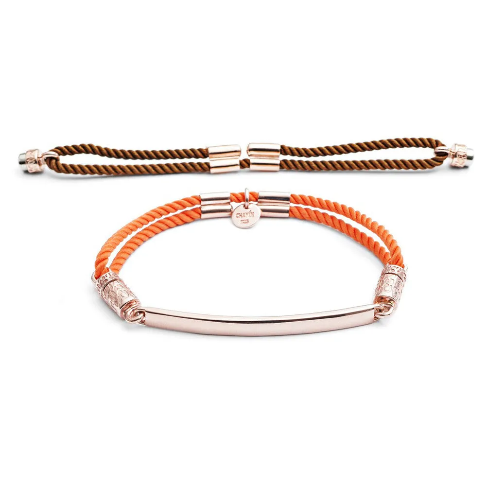 70%  DISCOUNT   18ct Rose Gold Vermeil Interchangeable Bracelet - Cocoa Brown and Tangerine Tango