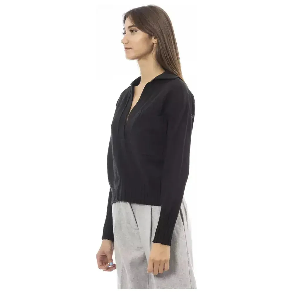 Alpha Studio Black Wool Women Sweater