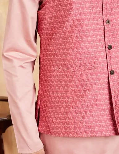 Amazon Brand - Symbol Men's Nehru Jacket with Band Collar & Button Closure (SY-A22-MNA-JTK-01_L.Pink_M)