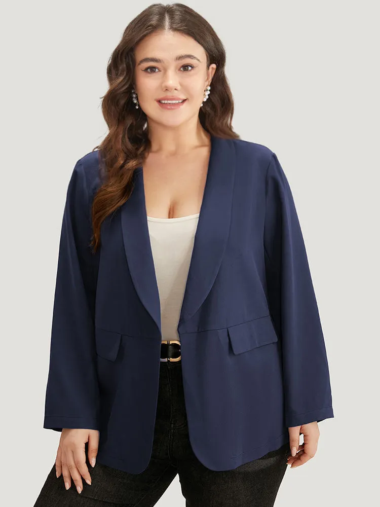 Anti-Wrinkle Solid Pocket Suit Collar Blazer