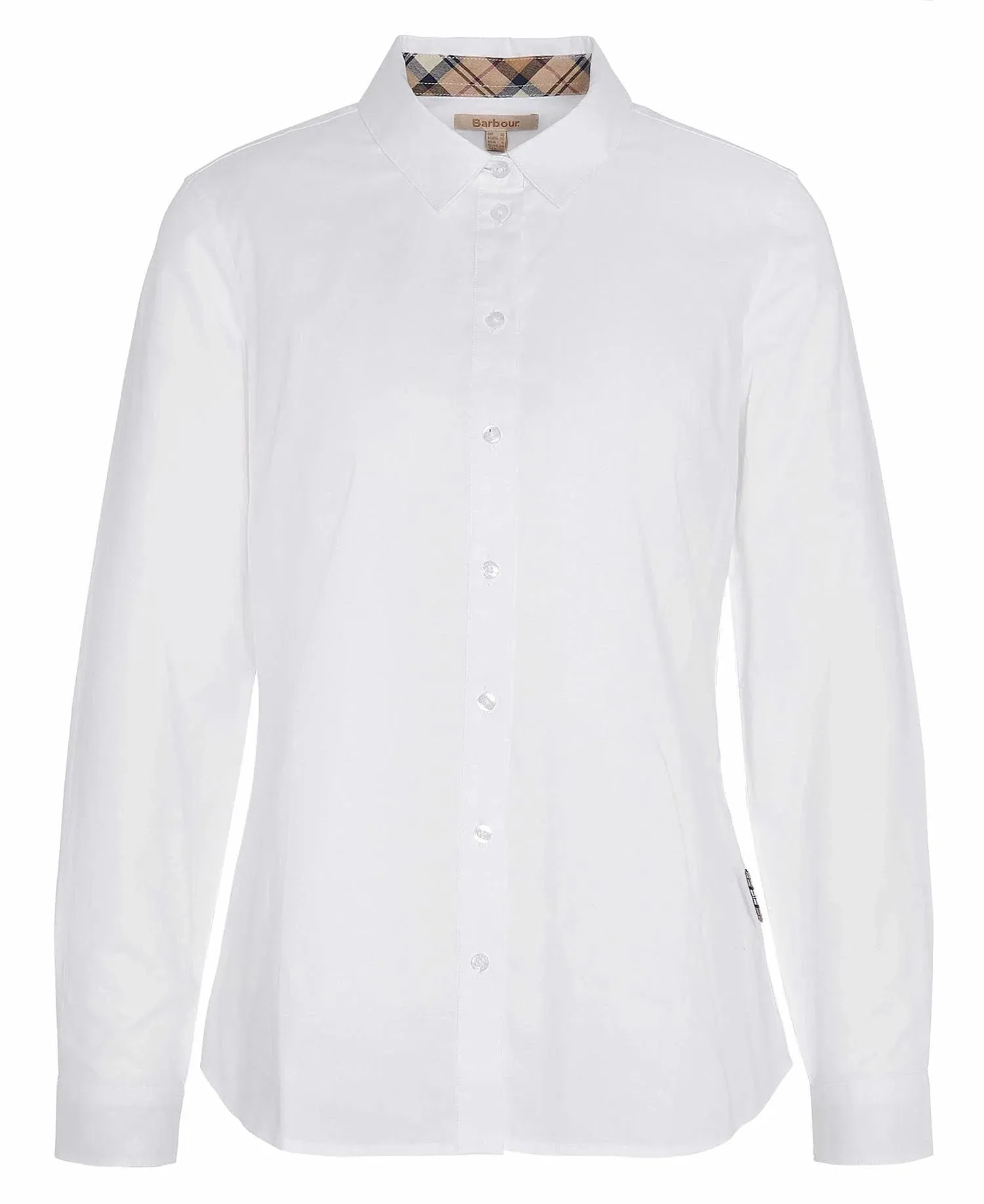 Barbour Derwent Ladies Shirt, Oxford, long sleeved in White Hessian Tartan LSH1409WH33