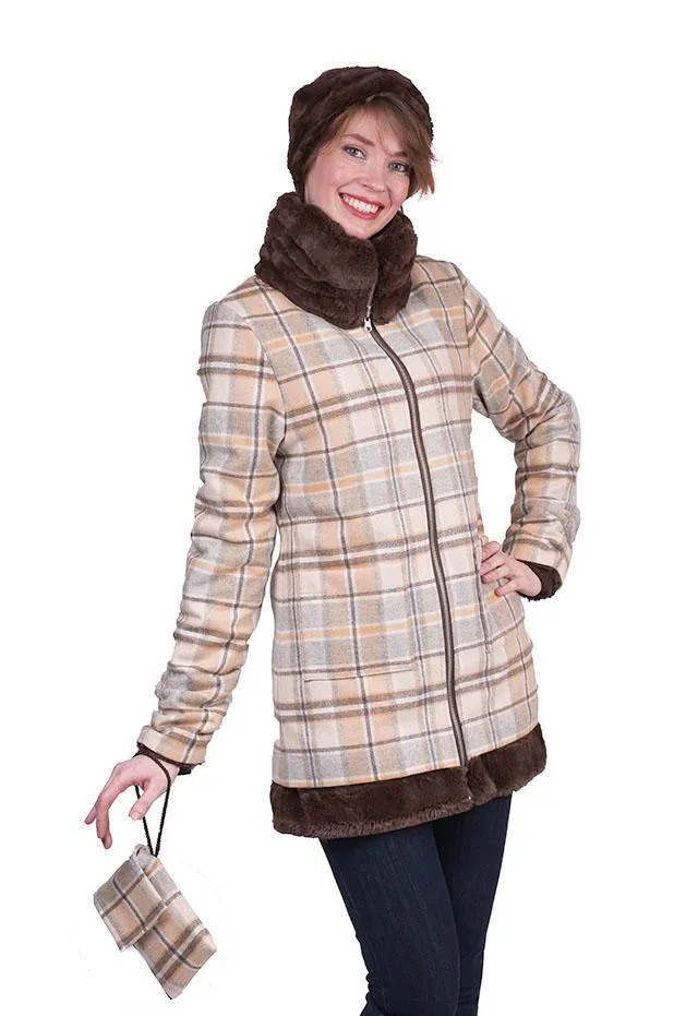 Bardot Coat, Reversible - Wool Plaid with Assorted Faux Fur (All Colors: One Small Left!)