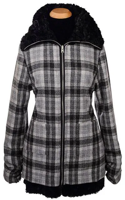 Bardot Coat, Reversible - Wool Plaid with Assorted Faux Fur (All Colors: One Small Left!)