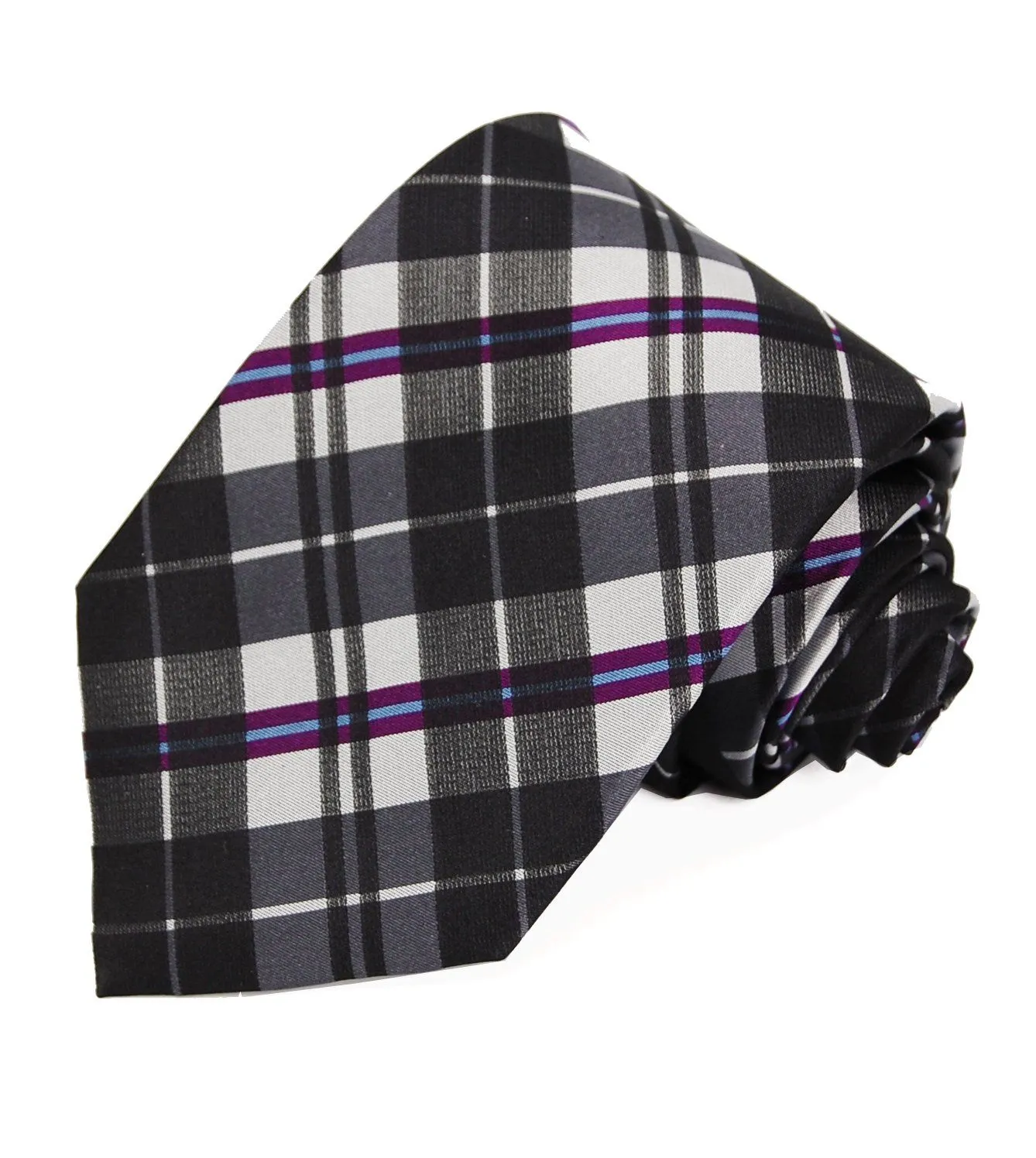 Black and Purple Plaid Silk Tie and Accessories