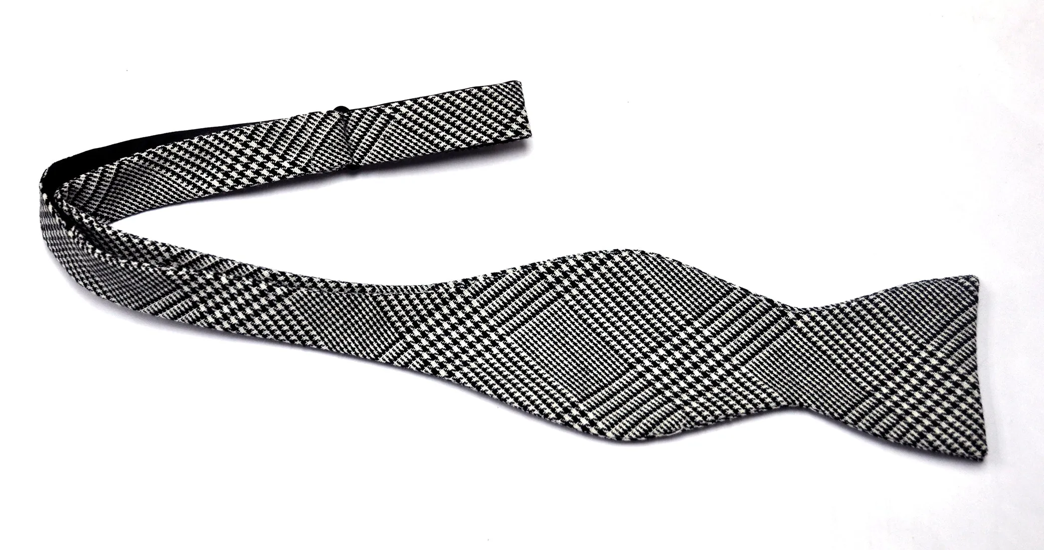 Black and White Glen Plaid Bow Tie