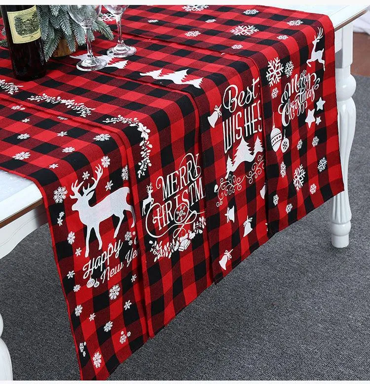 Black Plaid Tablecloth Placemat Restaurant Furnishing Supplies