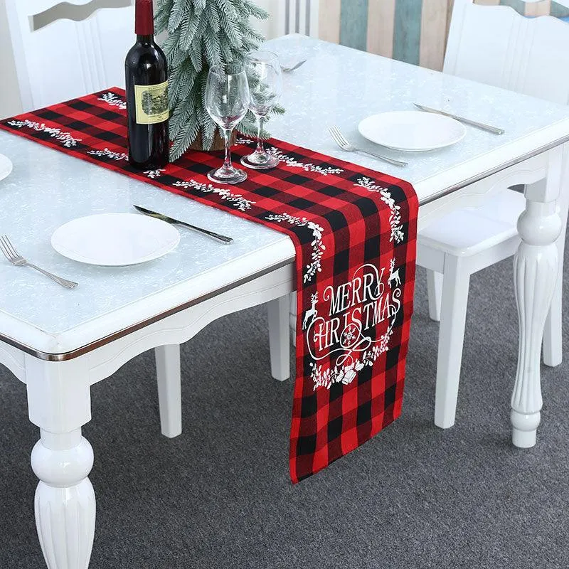 Black Plaid Tablecloth Placemat Restaurant Furnishing Supplies