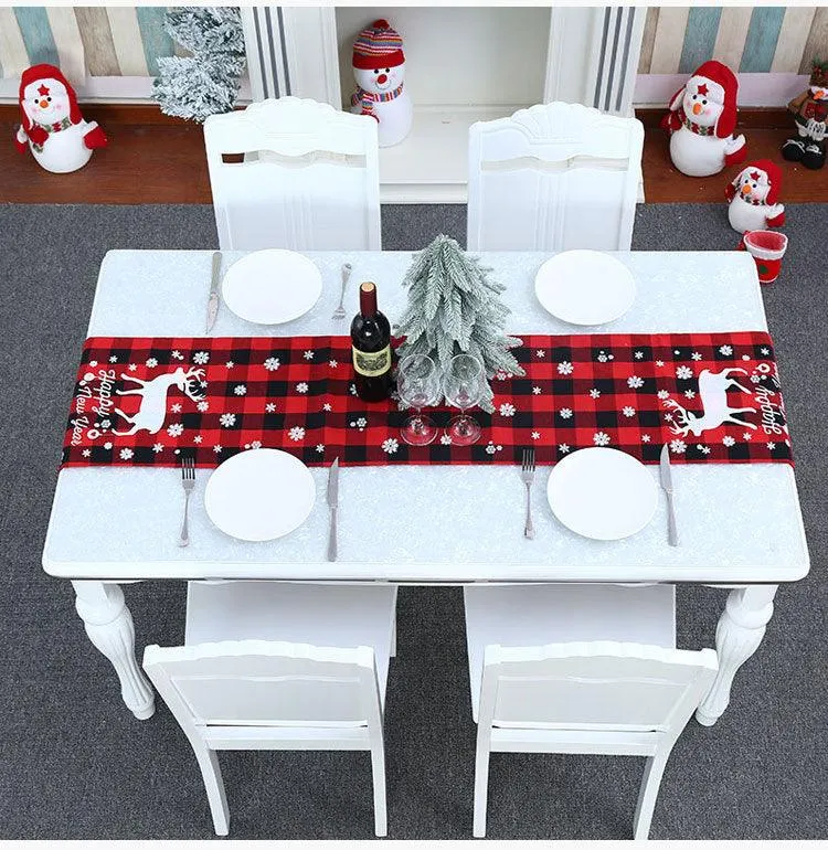 Black Plaid Tablecloth Placemat Restaurant Furnishing Supplies