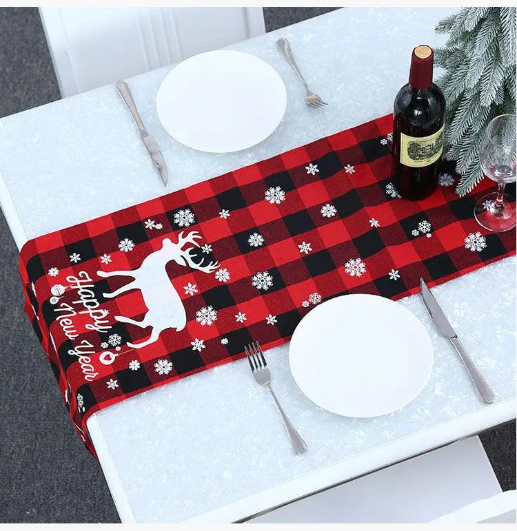 Black Plaid Tablecloth Placemat Restaurant Furnishing Supplies