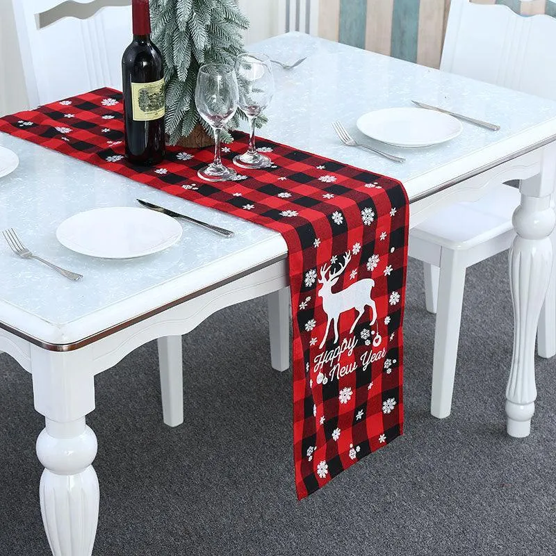 Black Plaid Tablecloth Placemat Restaurant Furnishing Supplies