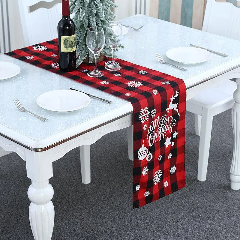 Black Plaid Tablecloth Placemat Restaurant Furnishing Supplies