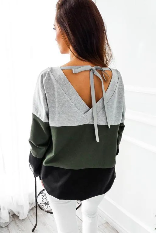 Casual Contrast Color Fall Long Sleeves Hoodies