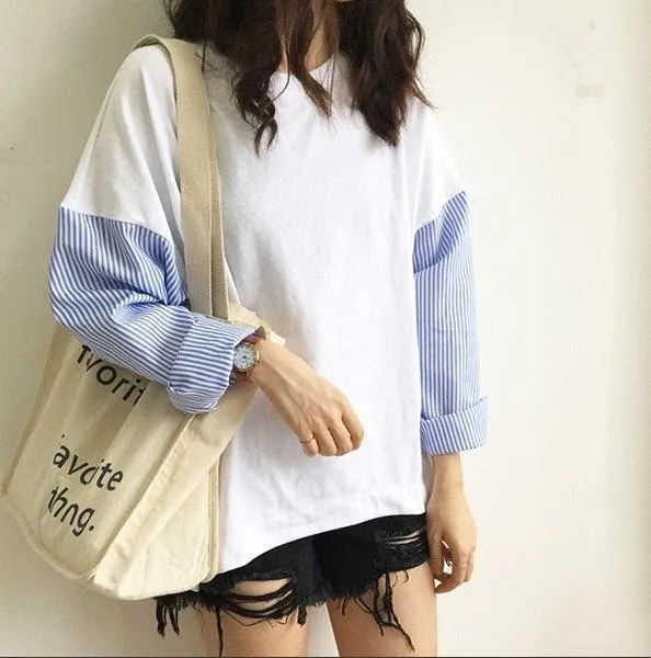 Casual Splicing Striped Long Sleeves Women Sweaters