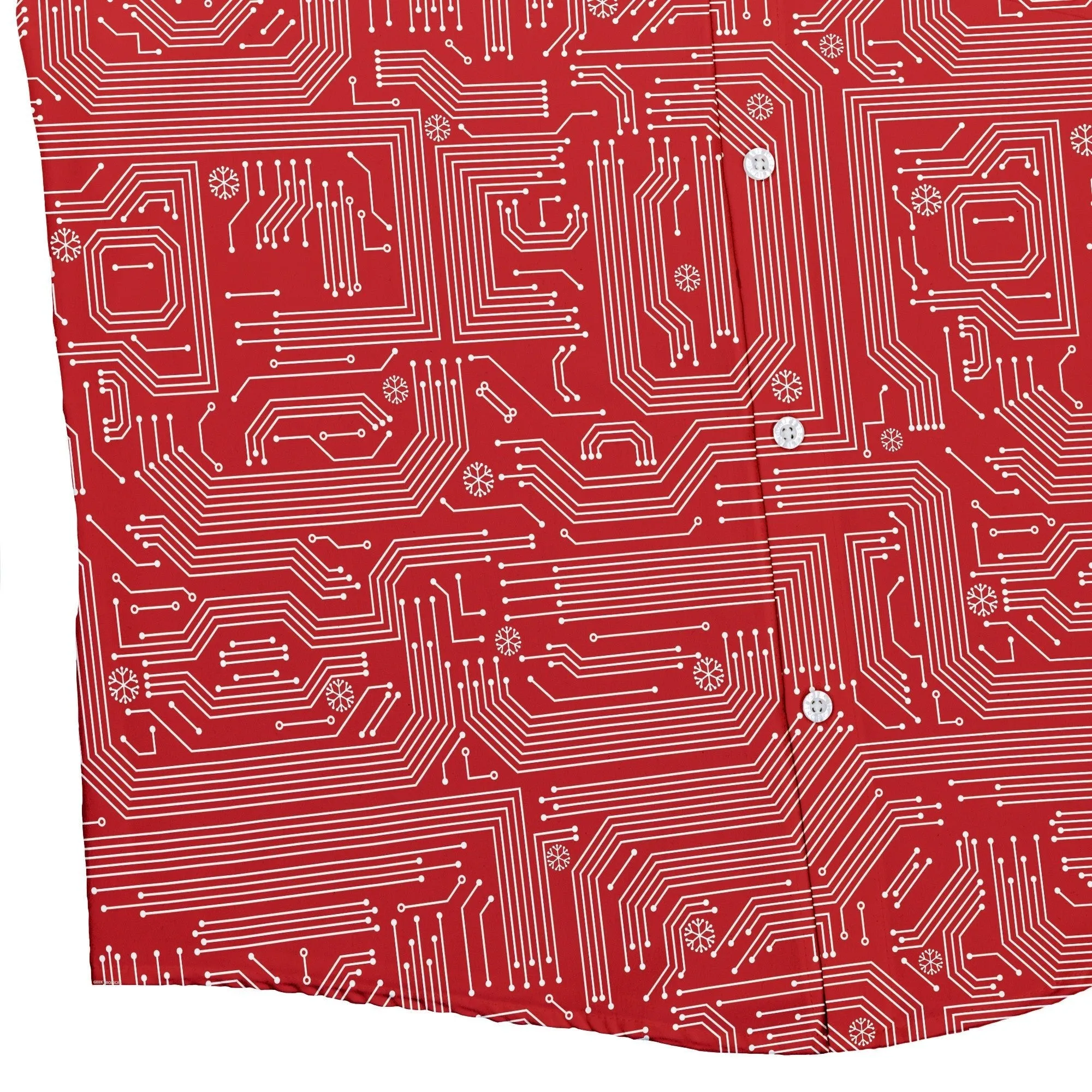 Christmas Red Computer Circuit Board Button Up Shirt