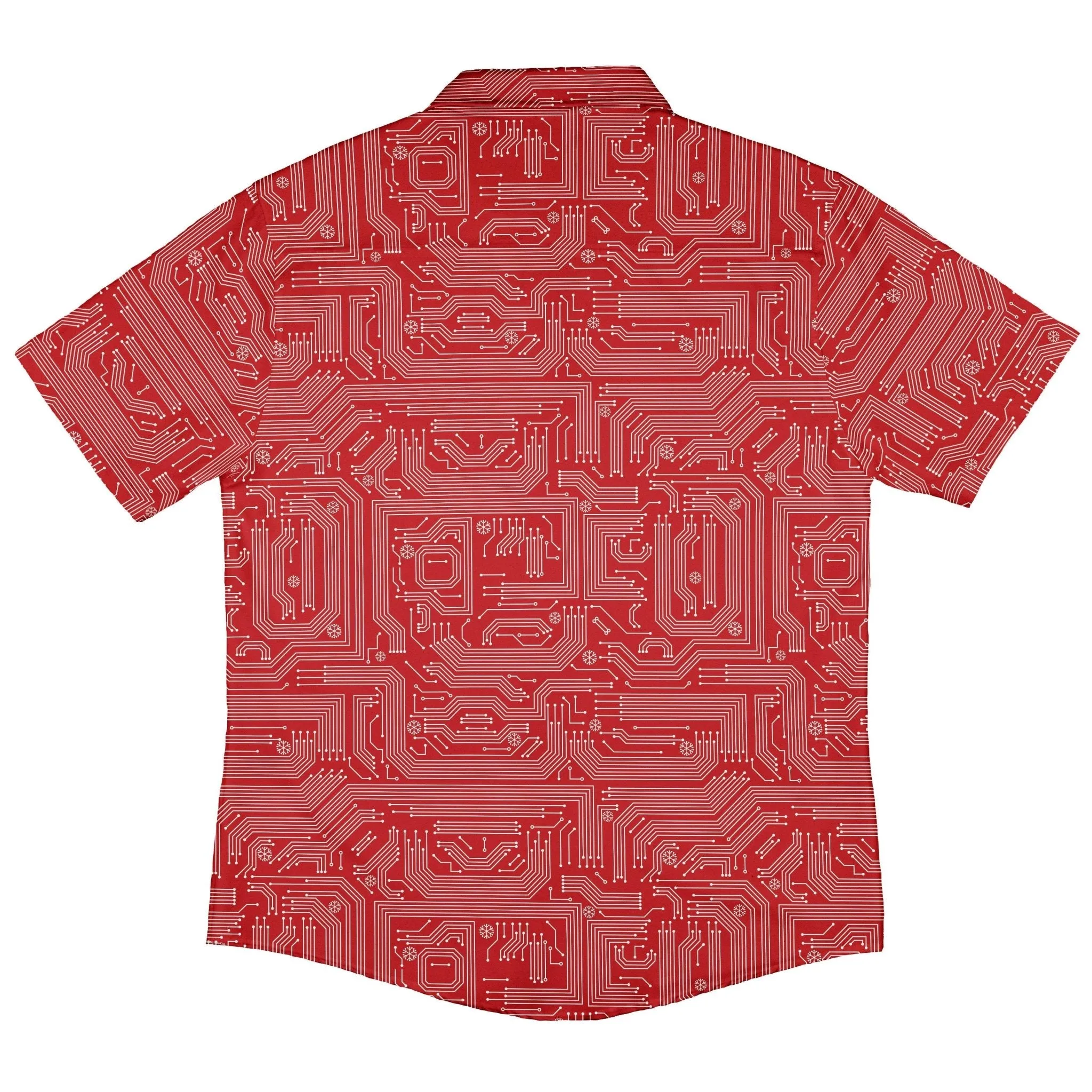 Christmas Red Computer Circuit Board Button Up Shirt