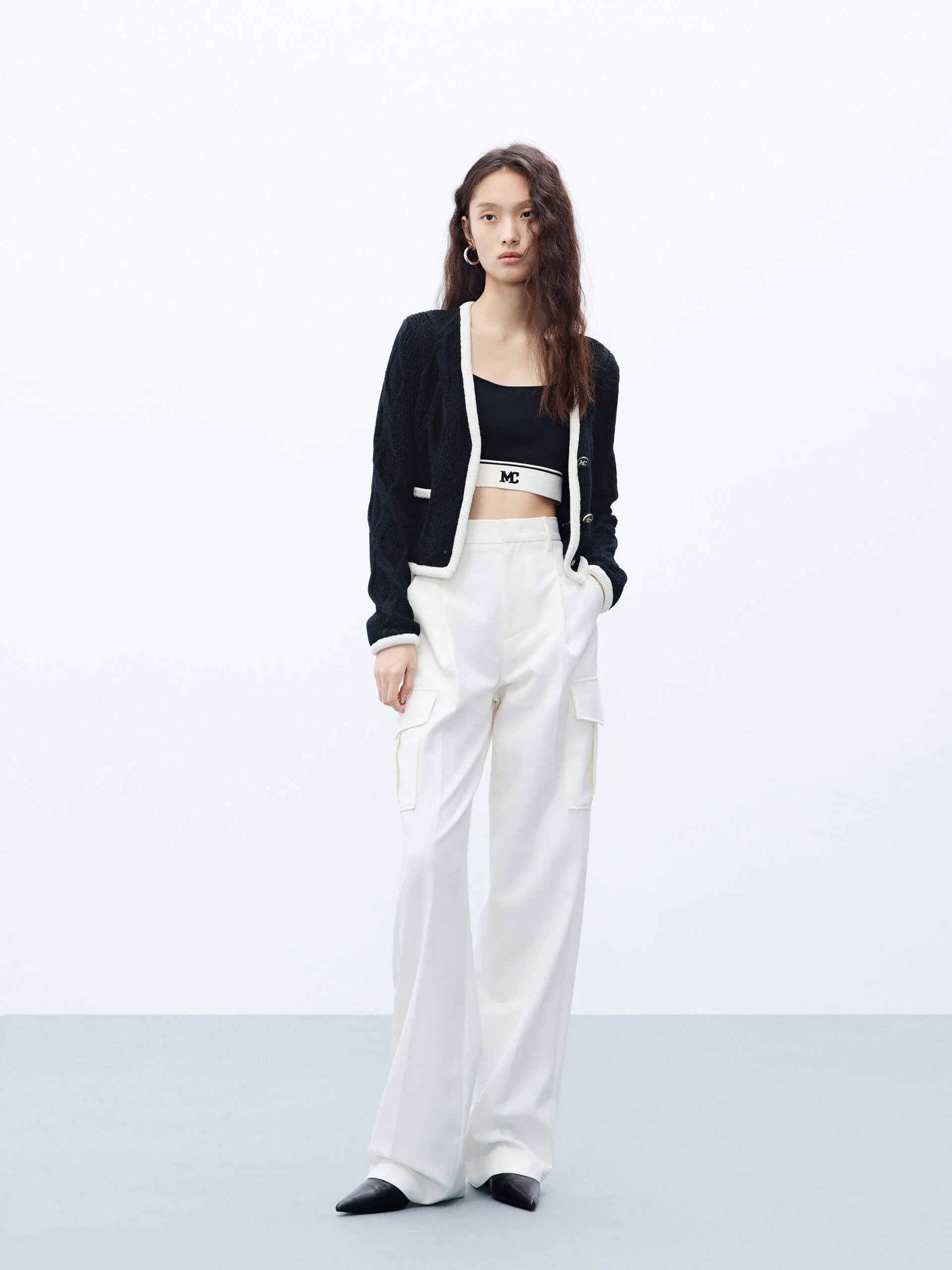 Contrast Trim Cropped Cardigan