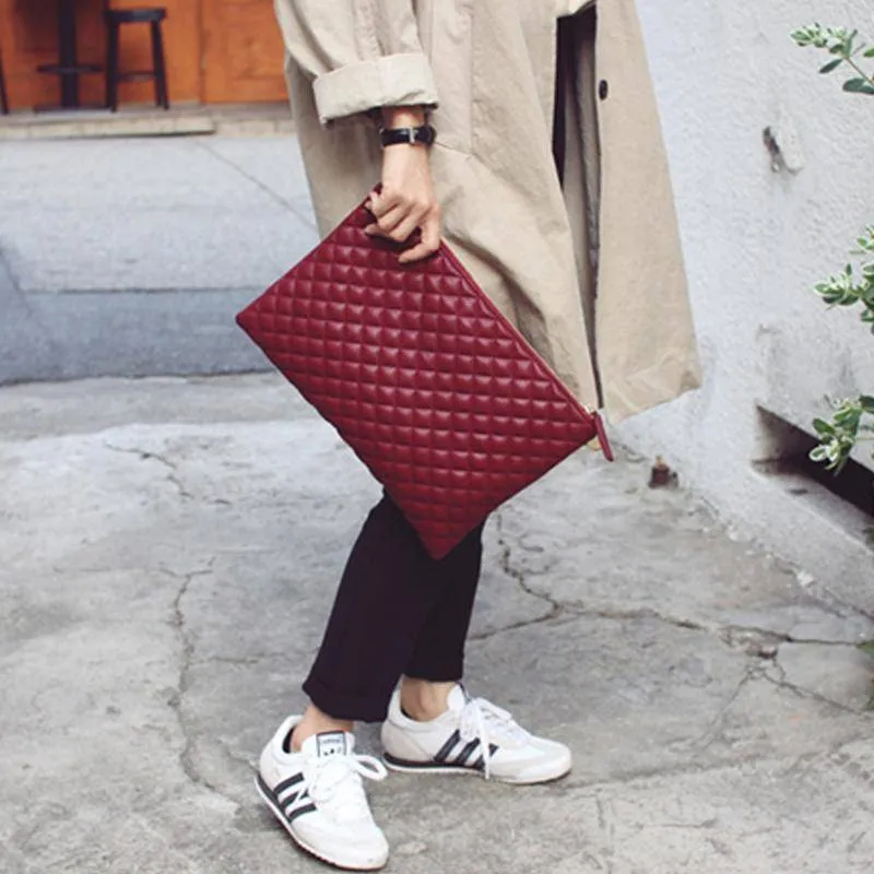 Diamond lattice Plaid, Quilted clutch