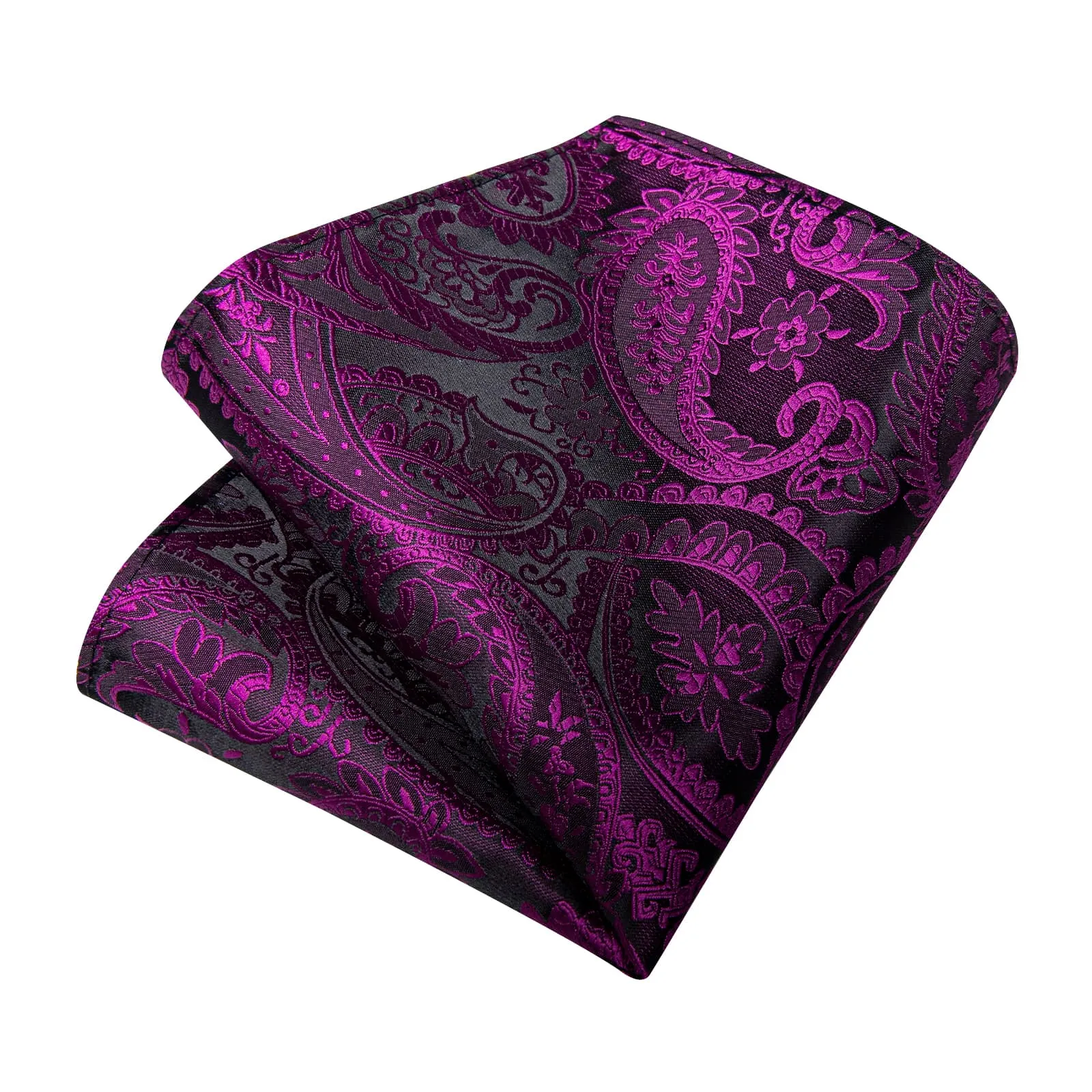 DiBanGu Dress Tie Violet Purple Paisley Men's Silk Tie Handkerchief Cufflinks Set