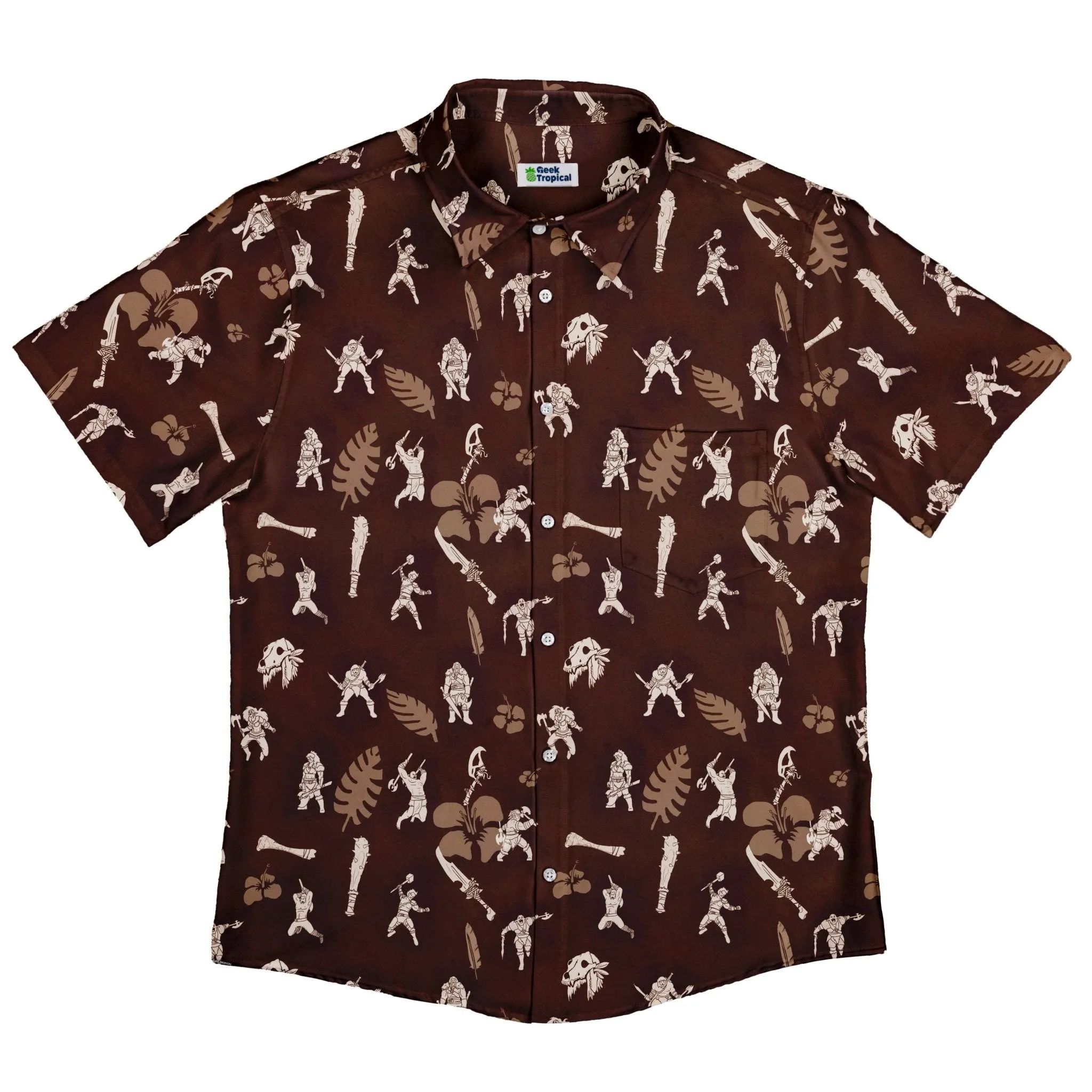 Dnd Barbarian Class Hawaiian Button Up Shirt