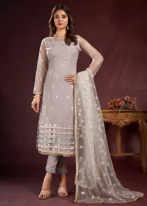 Dusty Onion Butterfly Net Embroidered Festive Salwar Suit