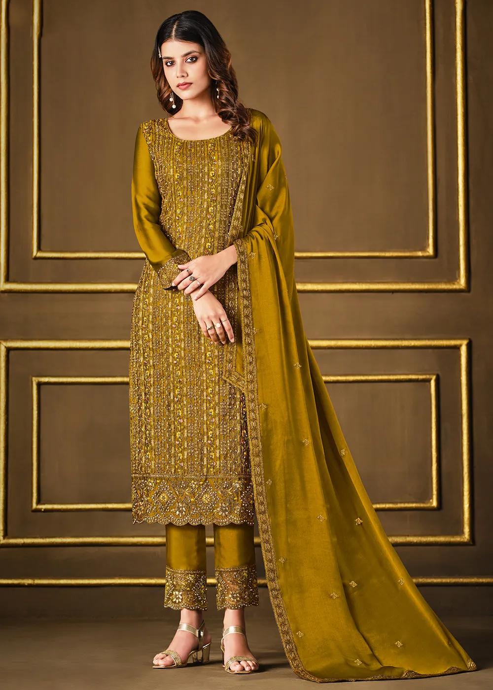 Elegant Yellow Two Tone Georgette Party Wear Salwar Suit