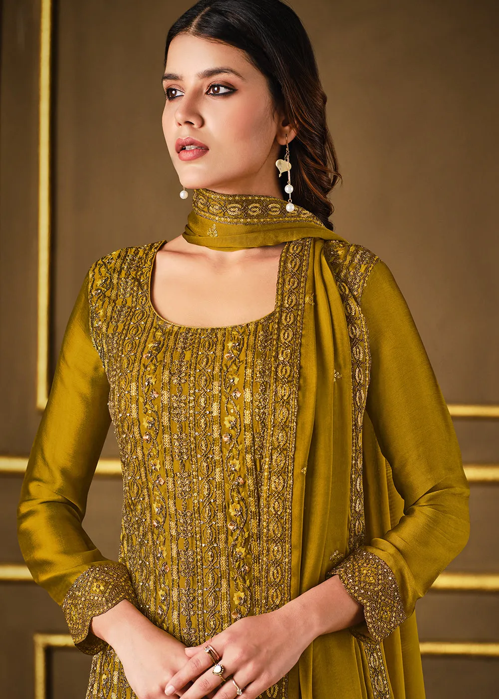 Elegant Yellow Two Tone Georgette Party Wear Salwar Suit