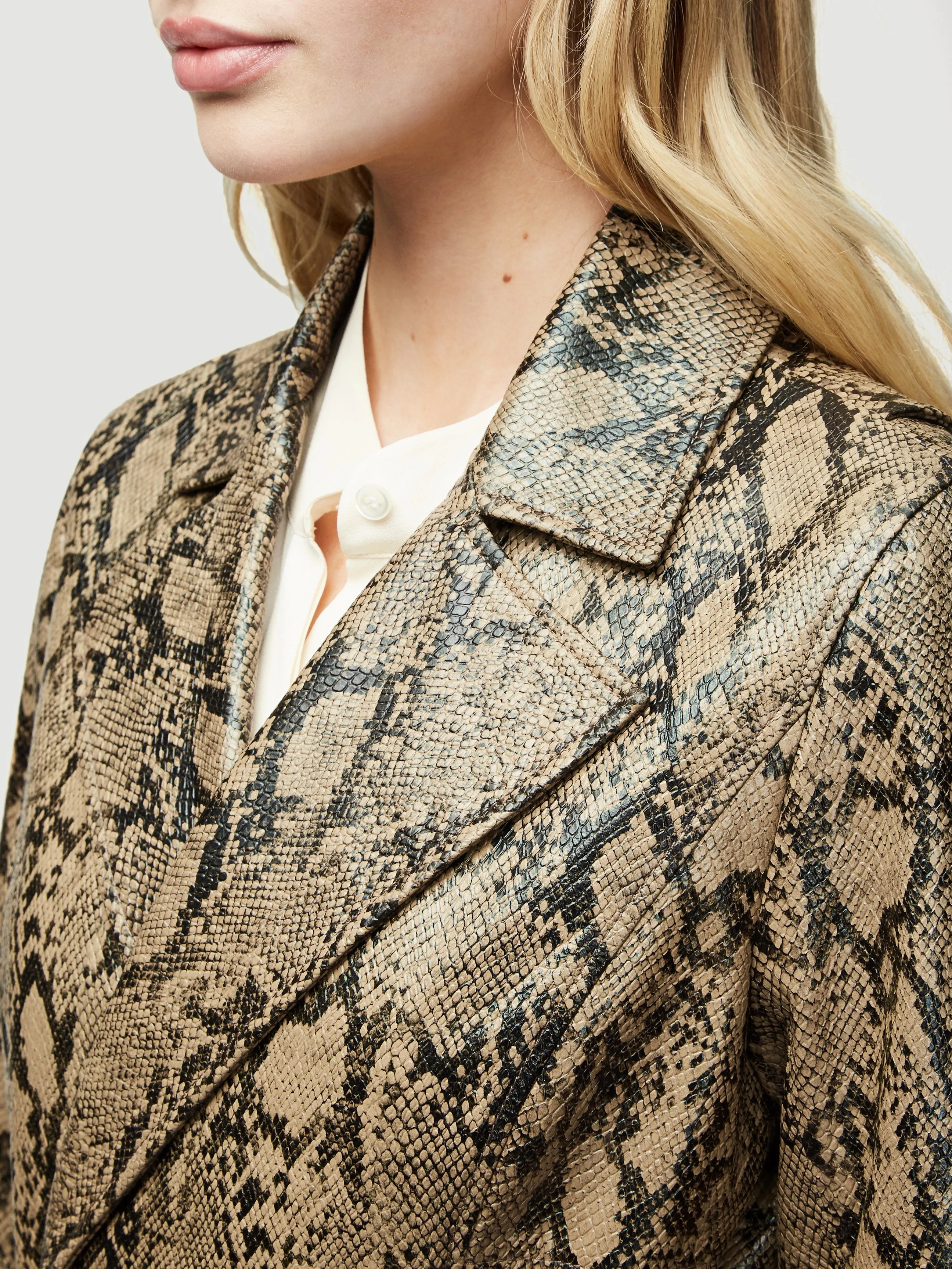 Embossed Python Leather Trench -- Brown Multi