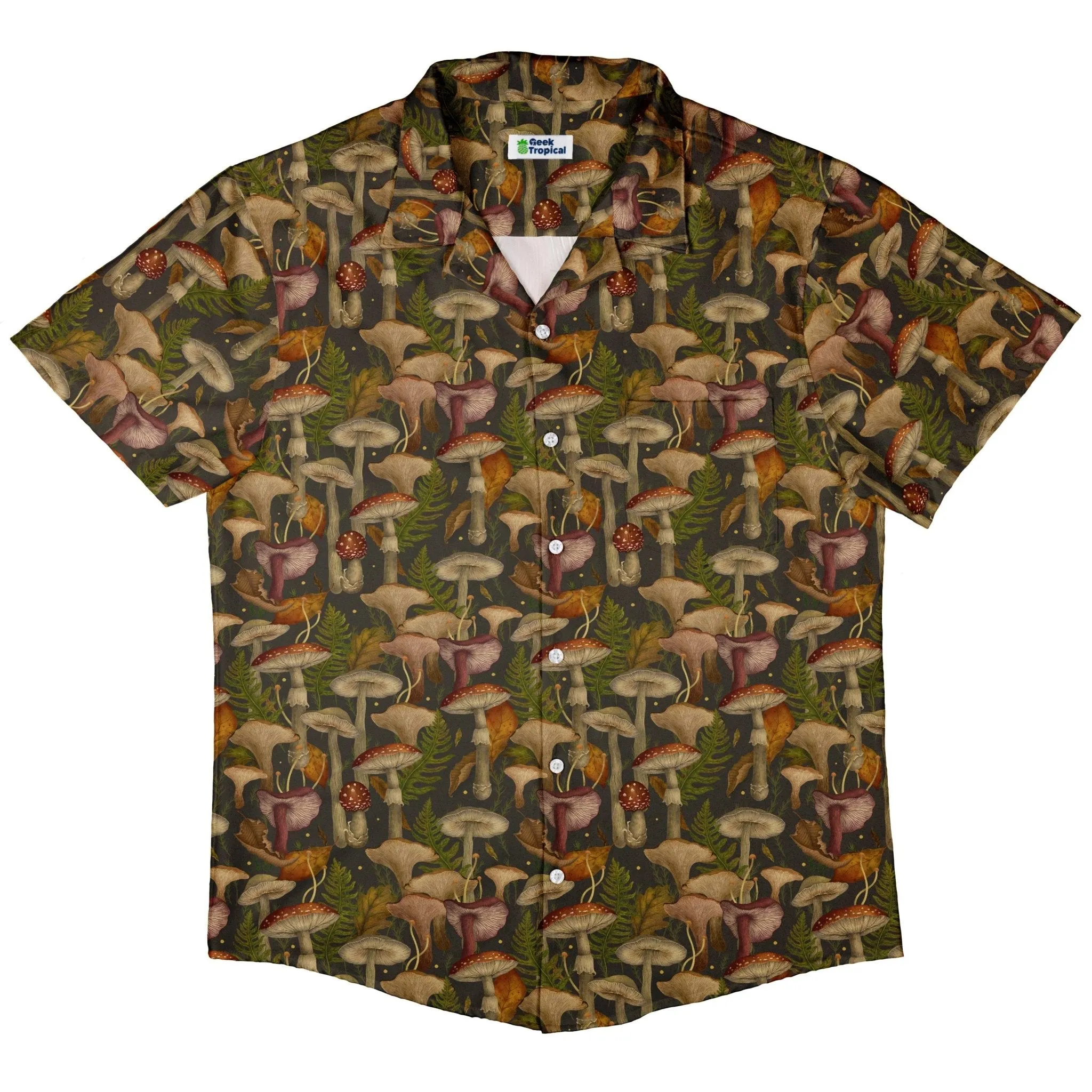 Episodic Autumn Mushroom Collage Button Up Shirt