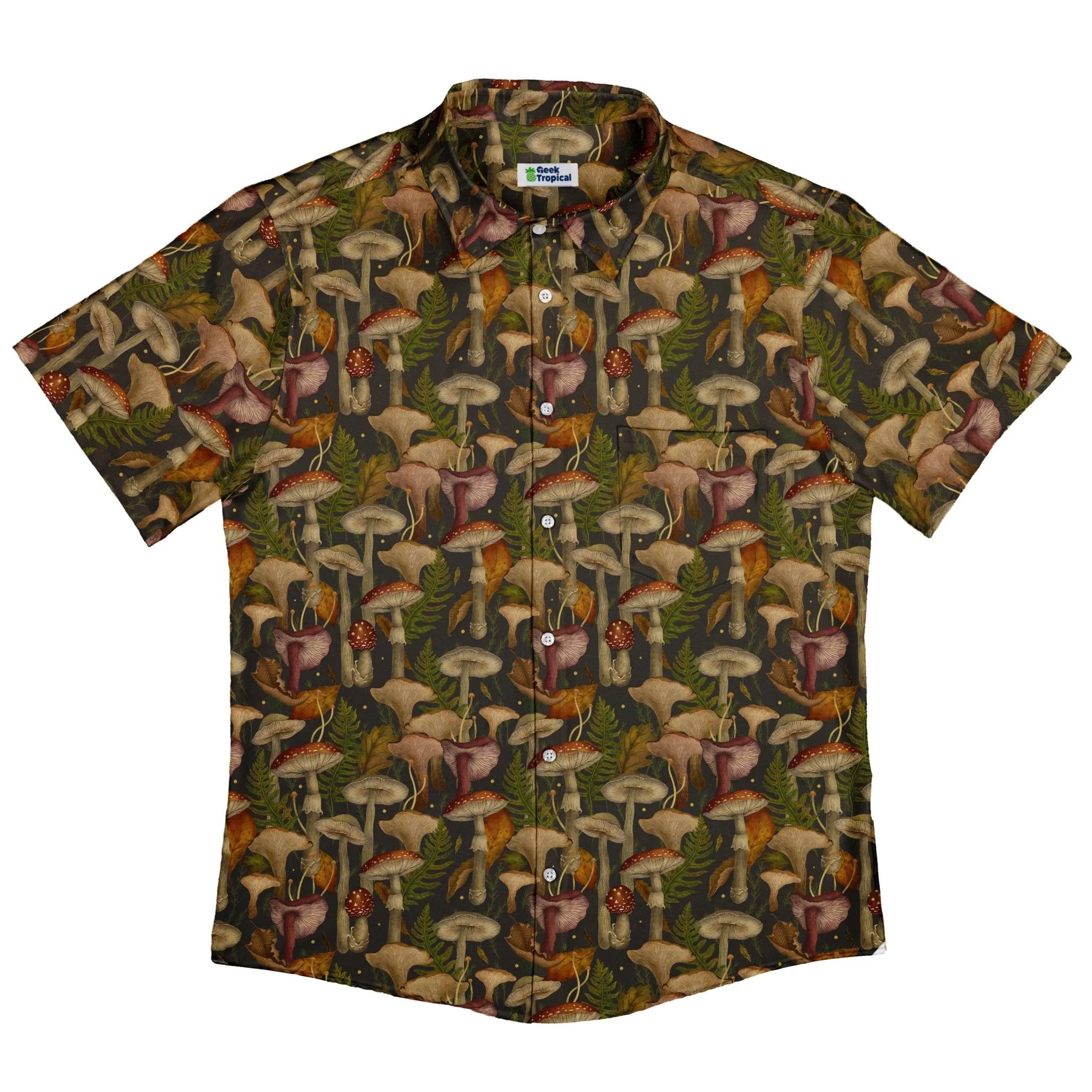 Episodic Autumn Mushroom Collage Button Up Shirt