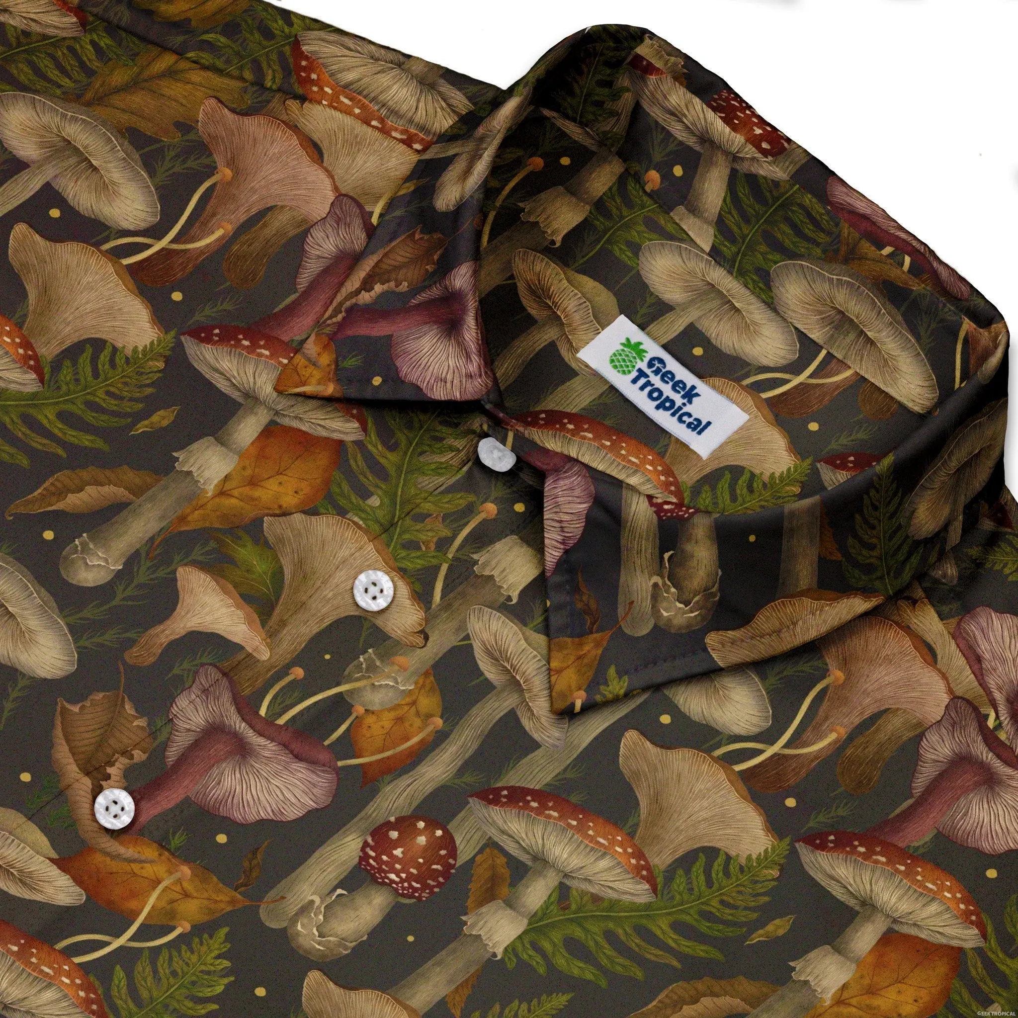 Episodic Autumn Mushroom Collage Button Up Shirt