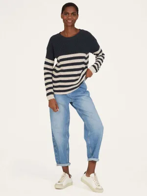 Gianna Organic Cotton Striped Jumper - Navy