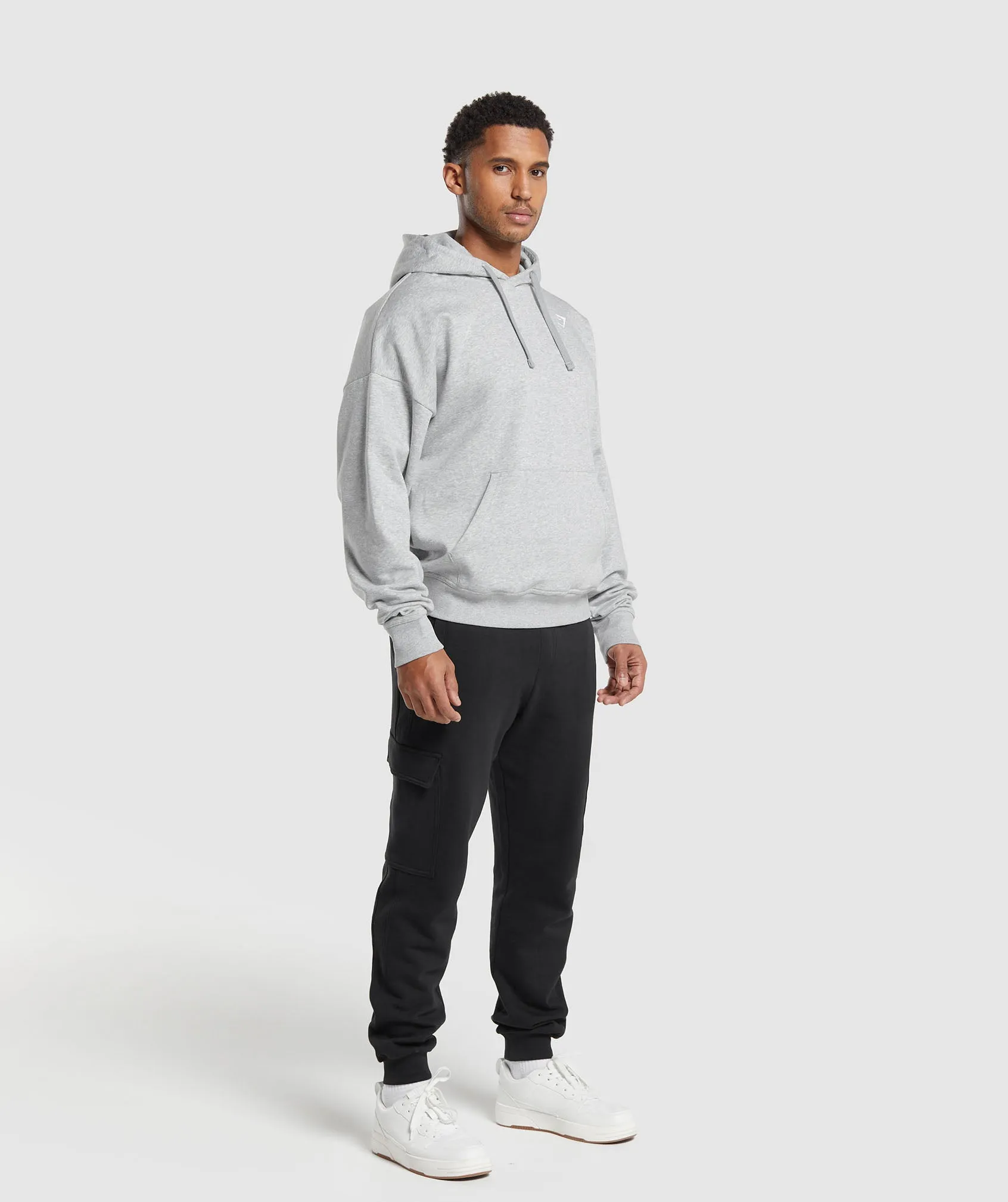 Gymshark Crest Oversized Hoodie - Light Grey Marl