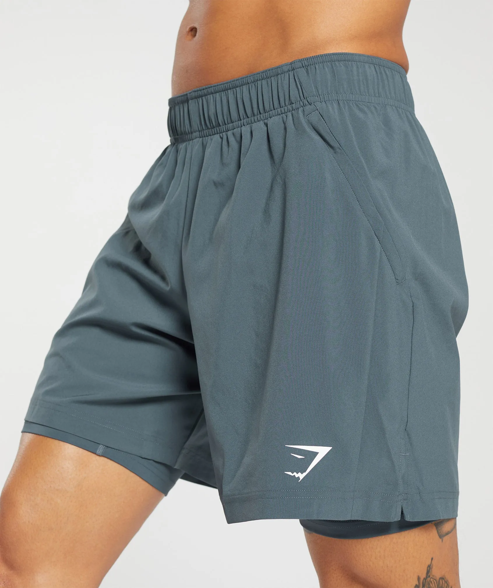 Gymshark Sport 7" 2 in 1 Shorts - Titanium Blue