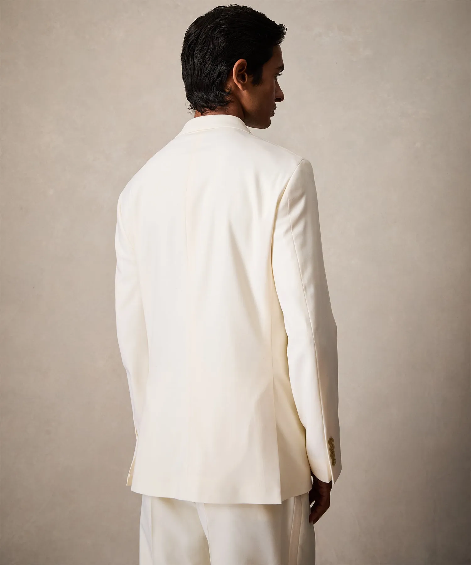 Italian Double-Breasted Tuxedo Jacket in Ivory