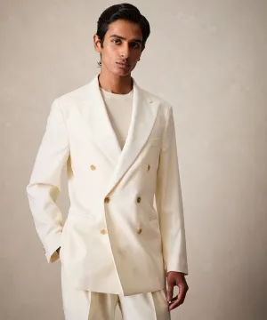 Italian Double-Breasted Tuxedo Jacket in Ivory