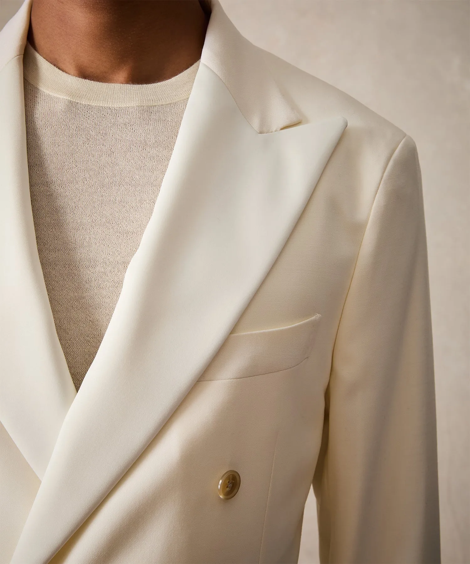 Italian Double-Breasted Tuxedo Jacket in Ivory