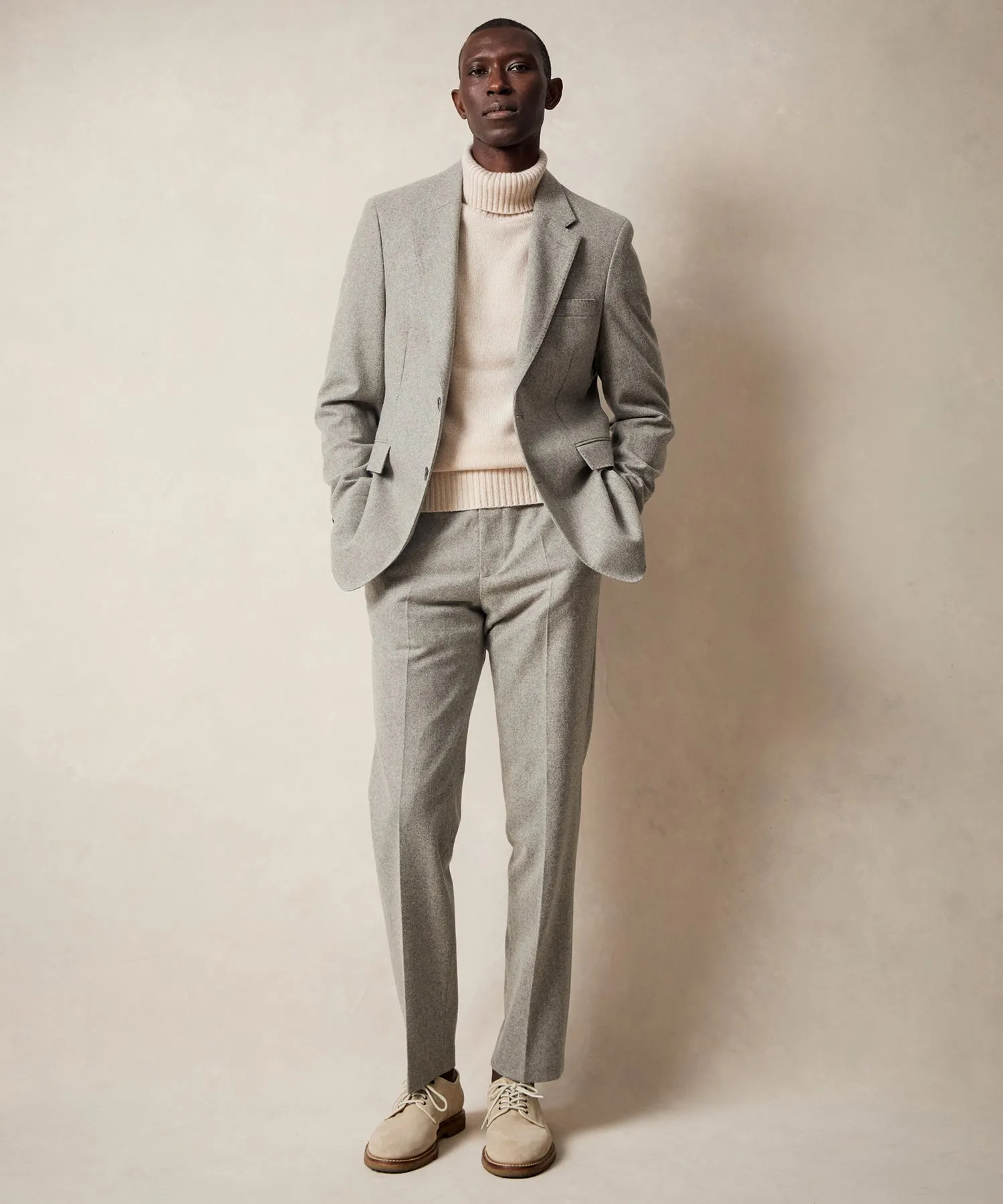 Italian Flannel Sutton Suit in Light Grey