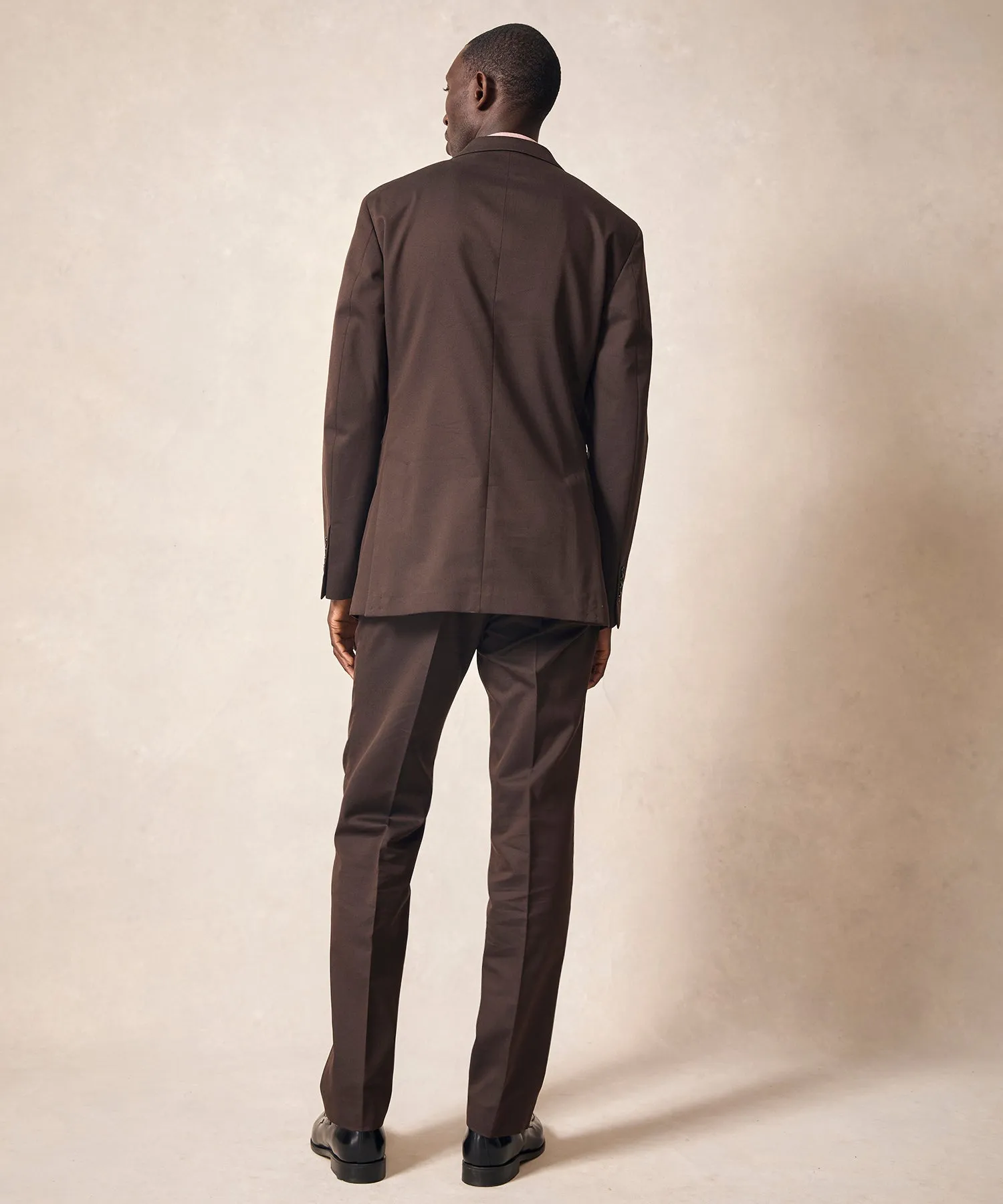 Italian Wool Cotton Sutton Suit in Dark Brown