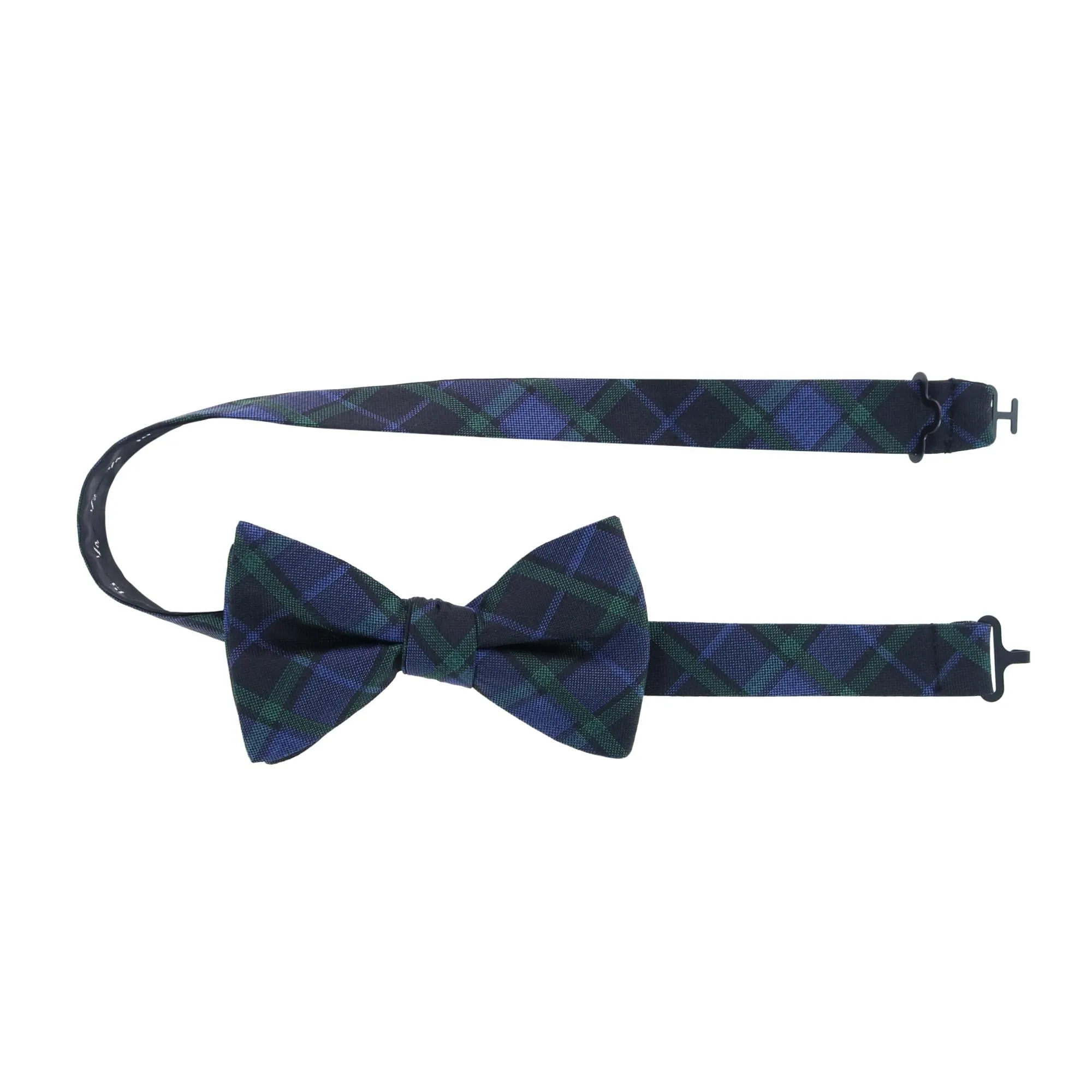 Ives Green and Navy Blackwatch Plaid Silk Bow Tie