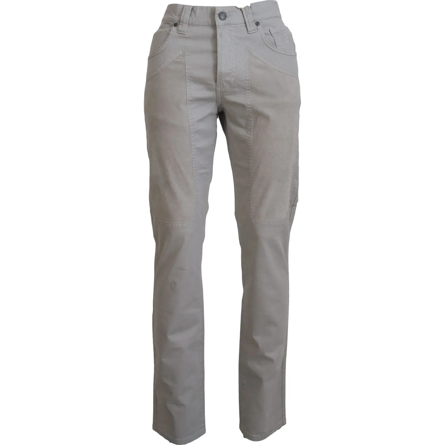 Jeckerson Elegant Gray Cotton Blend Pants