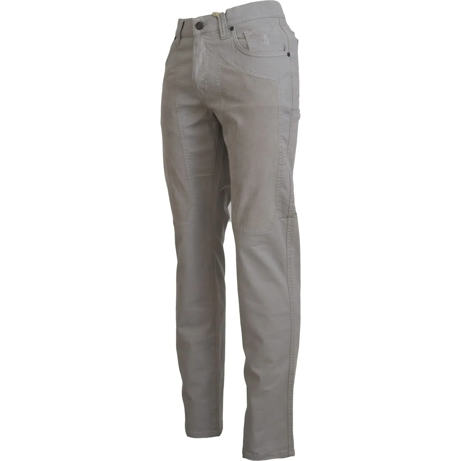 Jeckerson Elegant Gray Cotton Blend Pants