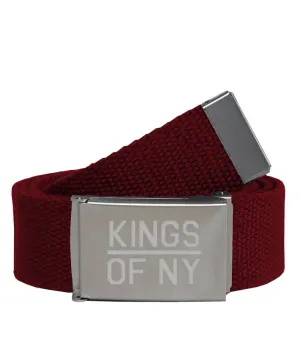 Kings Of NY Burgundy Canvas Military Web Mens Belt