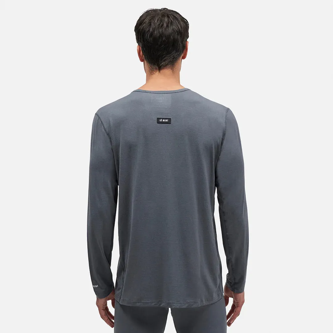 Le Bent Mens Core Lightweight Crew Base Layer Petrol Grey