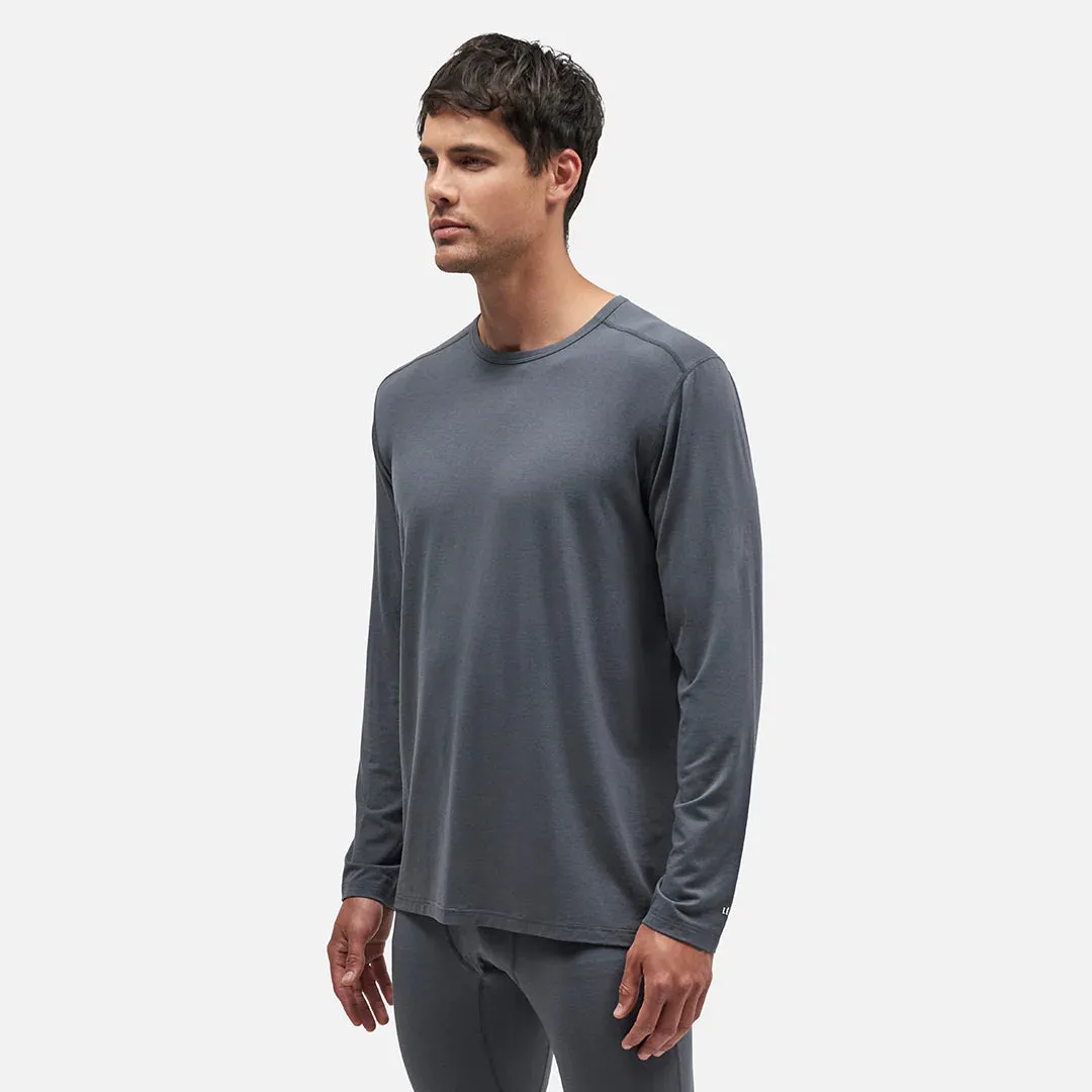 Le Bent Mens Core Lightweight Crew Base Layer Petrol Grey