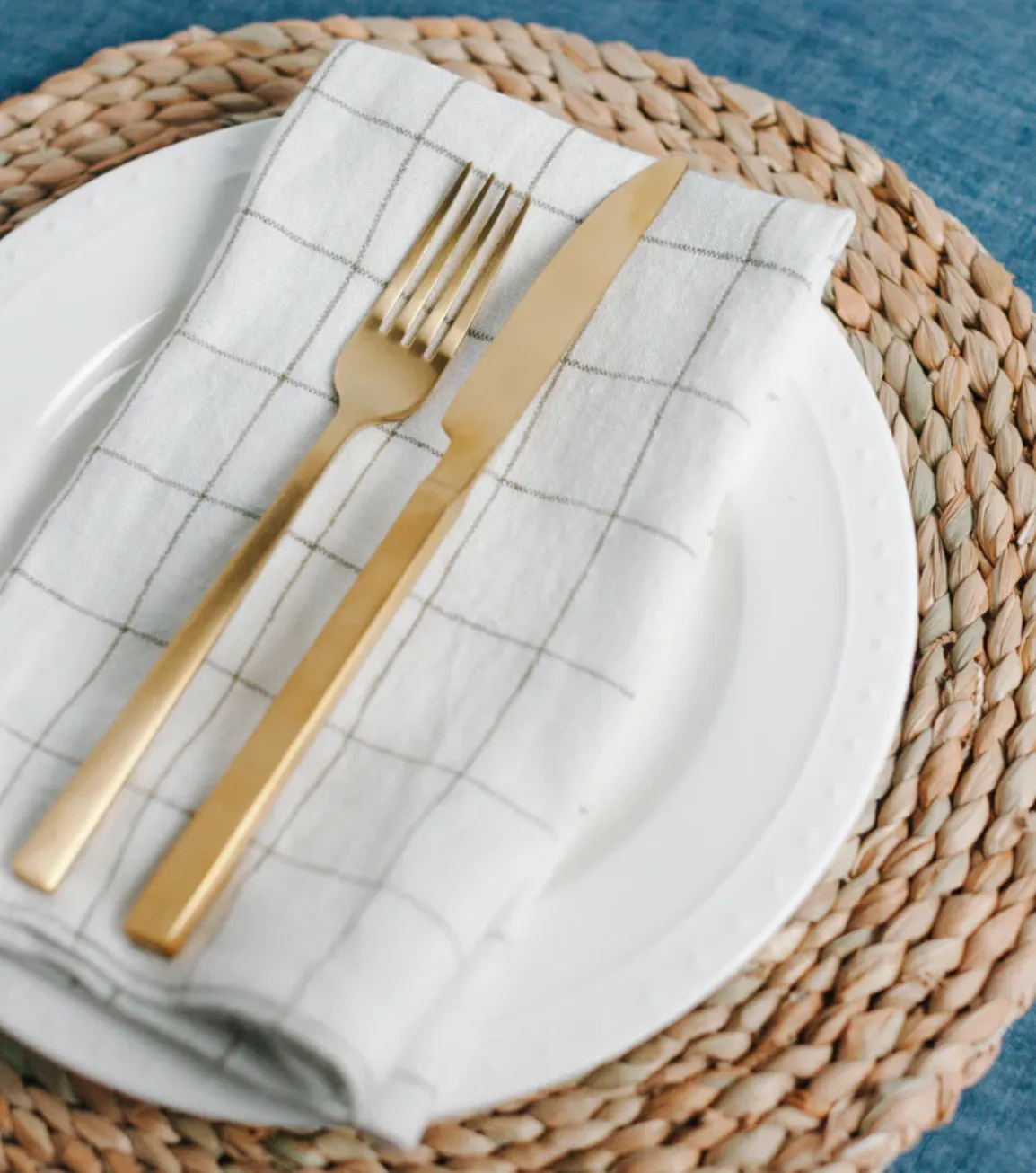 Linen Windowpane Napkins, Taupe