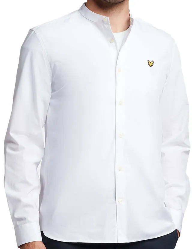 Lyle and Scott Mens Relaxed Grandad Collar Shirt White