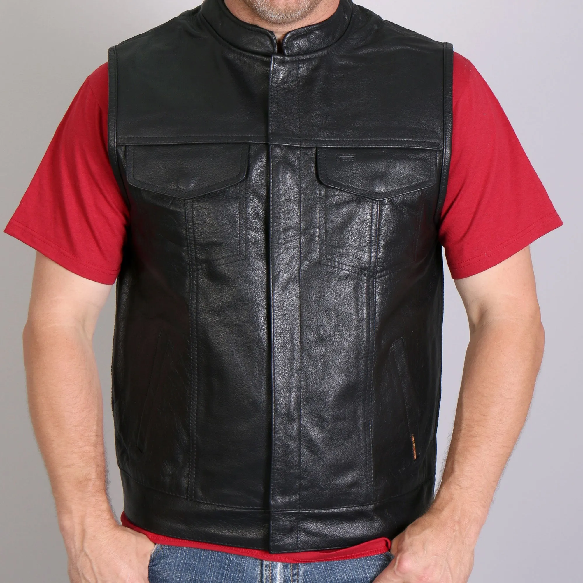 Men's 10 Pocket Cowhide Leather Vest, VSM1018-HL