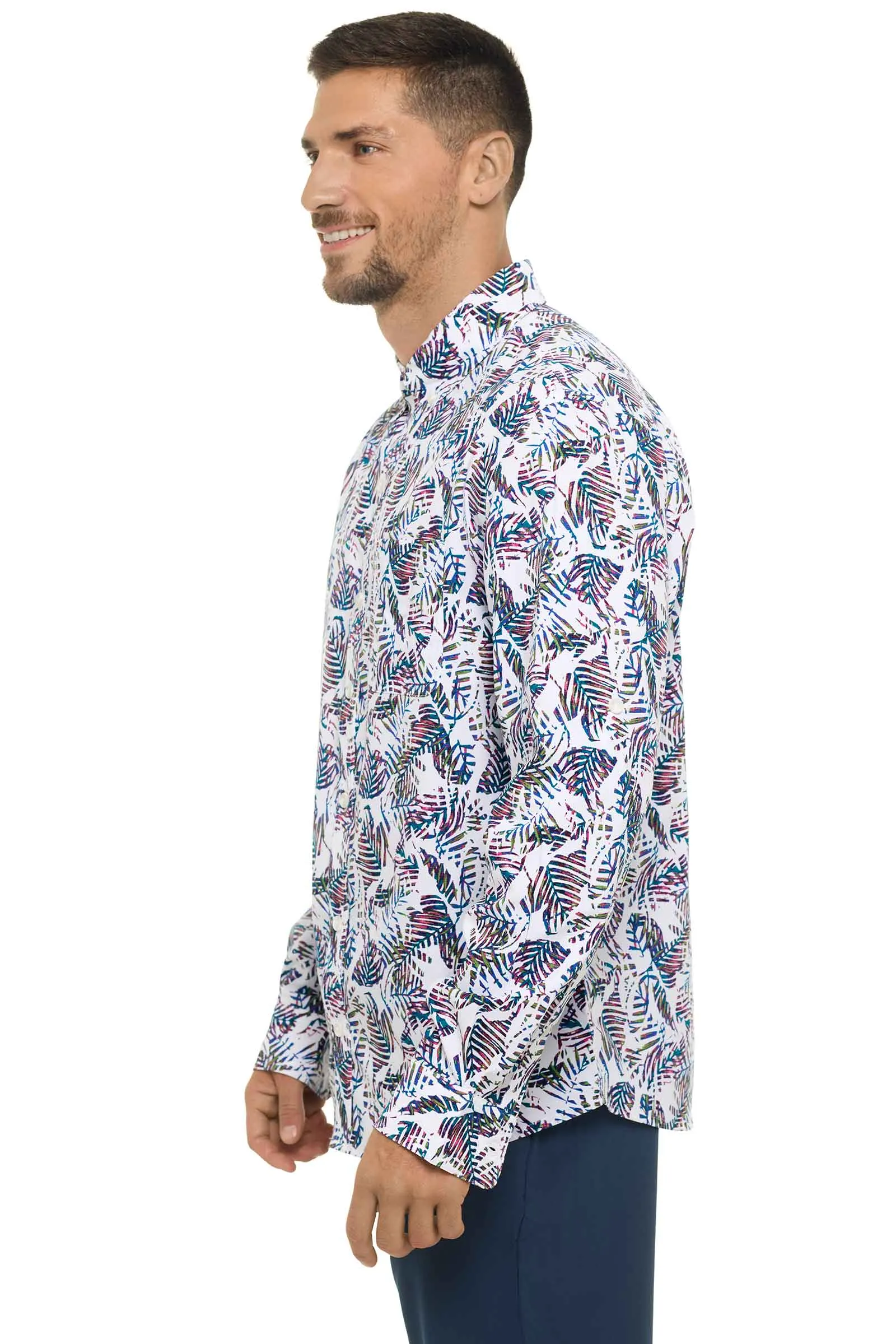 Men's Aricia Sun Shirt  |  Magnolia Pink Beach Leaves